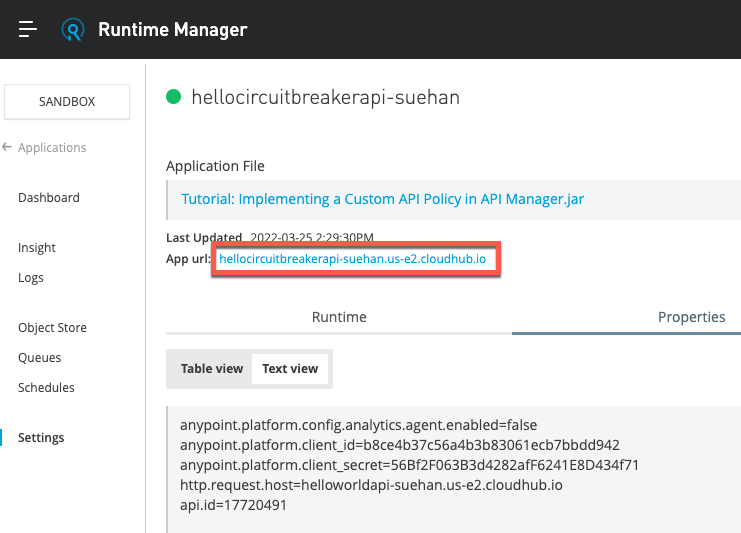 Runtime Manager HelloCircuitBreakerAPI