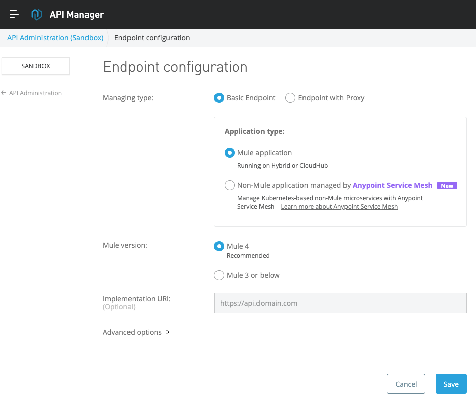 API Manager - Endpoint configuration
