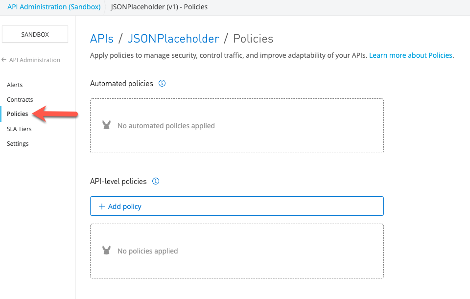 API Manager > Policies